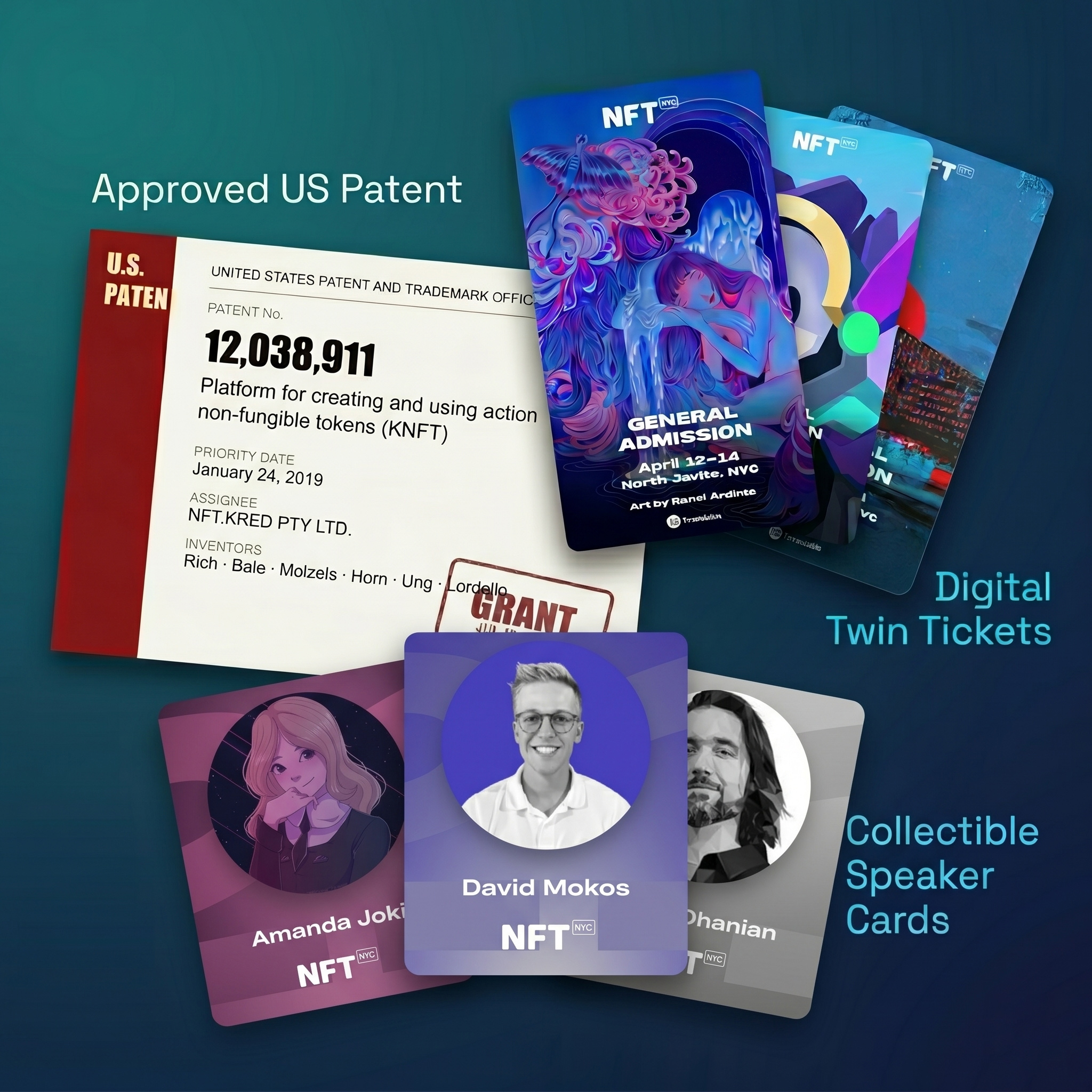 NFT.Kred ecosystem: digital patent document, NFT Kredentials, QR code attendance stamps and proof-of-presence technology